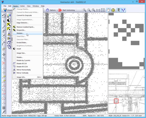 Filter raster image by median