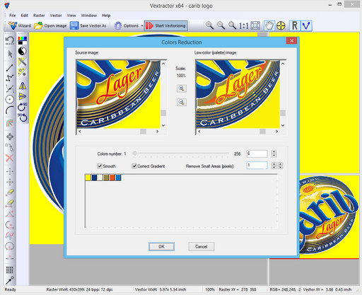 Converting image to fixed color palette and vectorization