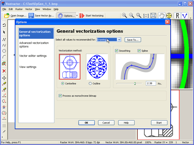 Vectorizer. Raster to vector conversion software.