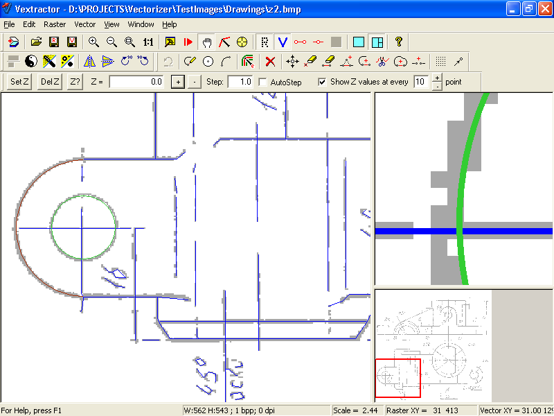 Vextractor может использоваться для создания графиков, карт, схем и